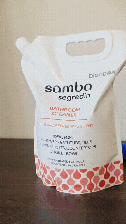 Bionbox Samba Segredin Bathroom cleaner, bleach free cleaner, mildew removal, neutral ph cleaner
